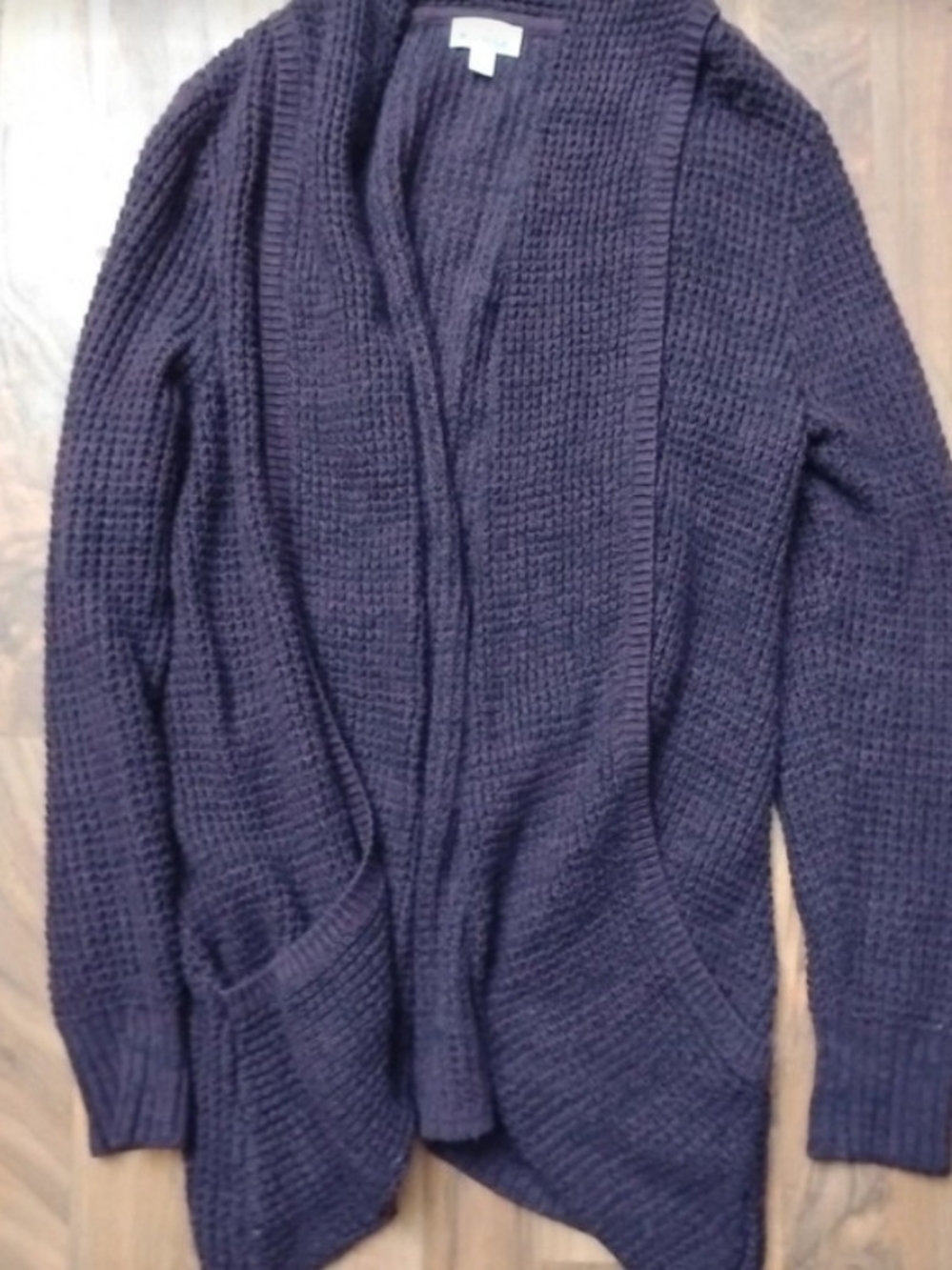 Market & Spruce Men's Dark Purple Open-Front Waffle Knit Cardigan